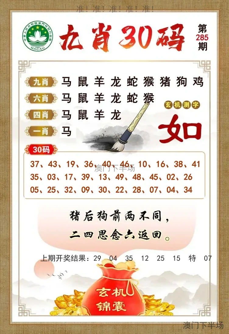 九肖30码